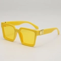 Chic bright yellow square frame sunglasses with gold-tone rivet hinges and tinted lenses - Yellow Frame Yellow Lens