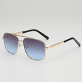 Klassische Pilotensonnenbrille mit goldenem Metallrahmen und blau-violettem Verlauf - Goldrahmen Grau-Blaue Gläser