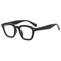 Classic black square sunglasses with silver stud accents and clear lenses - Black Frame Clear Lens