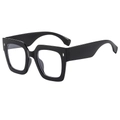 Retro square black thick frame sunglasses with silver rivets and clear transparent lenses - Black Frame Clear Lens