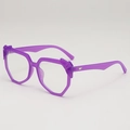 Stylish purple irregular oversized sunglasses with metal wing detail on the frame - Purple Frame Clear Lens