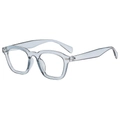 Modern square ice-blue transparent acetate sunglasses with fashion metal hinge detail - Transparent Grey Frame Clear Lens