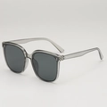 Retro square oversized sunglasses in transparent grey frame with dark grey lenses for women - Translucent Grey Frame Grey Lens