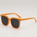 Kids trendy orange square sunglasses with black lenses and star-shaped metal rivets - Orange Frame Gray Lens