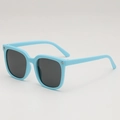 Light blue square frame kids sunglasses with star rivets and dark grey lenses - Blue Frame Grey Lens