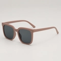 Trendsetting Morandi pink square children sunglasses with star accents and black lenses - Coffee Frame Gray Lens