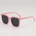 Pink square frame kids sunglasses with silver star studs and dark tinted lenses - Deep Pink Frame Gray Lens