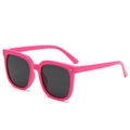 Fuchsia pink oversized kids sunglasses with silver star studs and dark UV lenses - Rose Red Frame Grey Lens