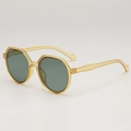 2025 trendy retro amber tortoise frame sunglasses with dark green round lenses - Yellow Frame Green Lens