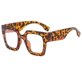 Stylish square tortoise shell sunglasses with oversized frames for men and women - Tortoiseshell Frame Clear Lens