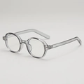 Minimalist oval transparent grey sunglasses with fine temples and premium metal hinges - Grey Frame