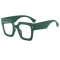 Forest green oversized square sunglasses with thick resin frames and metal rivet accents - Green Frame Clear Lens