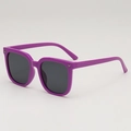 Fashionable purple square kids sunglasses with dark grey lenses and star rivets decoration - Purple Frame Grey Lens