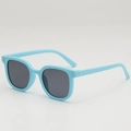 Modische hellblaue quadratische Kindersonnenbrille mit grauen polarisierten Gläsern - Blauer Rahmen Graue Linsen