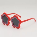Occhiali da sole per bambini a forma di fiore rosso con dettagli blu-rosa e lenti grigie - Rosso