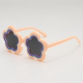 Cute flower-shaped children sunglasses in pink with dark lenses for vacation shade - Orange