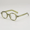 Retro oval sunglasses in translucent olive green frame with high-quality finish - Green Frame White Lens