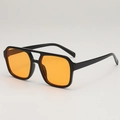 Classic double-bridge oversized square sunglasses with black frames and orange lenses - Black Frame Orange Lens
