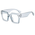 Fashionable oversized square sunglasses with transparent light blue thick frames - Transparent Grey Frame Clear Lens