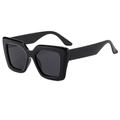 Classic black square oversized sunglasses with glossy resin frame and dark gray lenses - Sunglasses / Black Frame Grey Lens