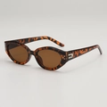 Lunettes de soleil œil-de-chat vintage avec monture écaille classique et verres bruns - Monture Léopard / Verres Thé