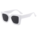 Chic square frame sunglasses with glossy white frames and dark grey tinted lenses - Sunglasses / White Frame Gray Lens