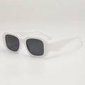 Modern white thick frame sunglasses with dark gray lenses and geometric profile - D05Z-3 / White Frame Gray Lens