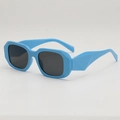 Retro polygon sunglasses with vibrant bright blue plastic frames and dark grey lenses - D05Z-3 / Blue Frame Grey Lens