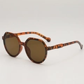 Fashionable oversized sunglasses with tortoise shell frames and dark brown round lenses - Tortoise Shell Frame