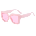 Chic dopamine pink oversized square sunglasses with thick resin frames and matching lenses - Pink Frame / Pink Lens