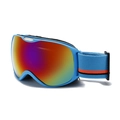 Blue and orange kids ski goggles with colorful REVO spherical lenses and elastic strap - Blue Frame Blue/Red Lenses