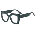 Modern thick frame square sunglasses in glossy deep green resin for fashion wear - Dark Green Frame Clear Lens
