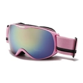 Kids anti-fog ski goggles with pink matte frame and colorful mirror lens for snow sports - Pink Frame Cherry Pink