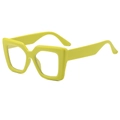 Chic dopamine style bright yellow oversized square frame sunglasses for beach travel - Green Frame Clear Lens