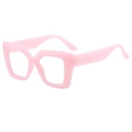 Fashionable thick frame square sunglasses in light pink glossy finish for women - Pink Leopard White