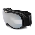 Kids anti-fog ski goggles with silver mirrored lens and black adjustable strap - Black Frame Silver Mirror