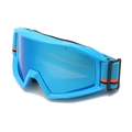 Sky blue anti-fog ski goggles with adjustable orange striped strap for outdoor sports - Blue/Blue Lens (C3)