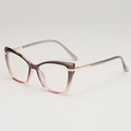 Cat-eye anti-blue light glasses with grey to pink gradient frame and gold metal temples - Top Grey Bottom Pink Frame