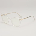 Transparent cat eye blue light blocking glasses with stylish gold metal temples - Transparent Frame