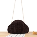 Handmade coffee brown woven shoulder bag with elegant gold chain strap for vacation - Dark Purple/Coffee (Crossbody Strap)