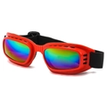 Bright red sports goggles with rainbow mirrored lenses and adjustable black strap - Red Frame Red (C3)