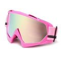 Pink outdoor ski goggles with golden mirrored lenses and adjustable elastic headband - C5/Full Pink