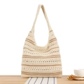 Bolso bandolera tejido a mano con rayas para vacaciones de verano en la playa - Rayas Marrones