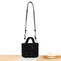 Handmade black woven cotton rope crossbody bag with premium textured thick knit finish - Black