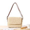 Borsa a tracolla beige intrecciata a mano in corda di carta per vacanze al mare - Beige