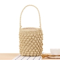 Secchiello fatto a mano in corda di carta beige con trama a rilievo a palline - Beige