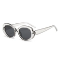 Retro-Sonnenbrille mit ovalem transparentem grauem Rahmen und schwarzen Gläsern Seitenansicht - Hellgrauer Rahmen Volle Graue Linsen (C4)