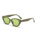 Retro olive green cat eye sunglasses with light green lenses for a trendy 2024 look - Grey Green Frame Green Lens