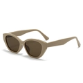 Fashionable cat eye sunglasses in beige with dark brown lenses for women in 2024 - Milky Grey Frame Tea Grey Lens