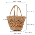 Handgefertigte gewebte Papierstroh-Tasche mit Rautenmuster in Hellbraun für den Sommer - Kurzer Schultergurt / Camel